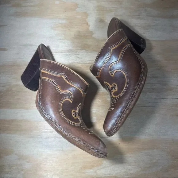 Frye Phoenix Dark Brown Leather Mules Women’s Size 7.5 - Picture 3 of 9